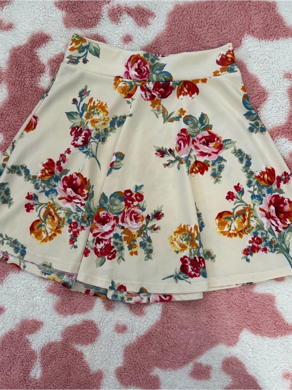 Ambiance Cream Floral Circle Skirt